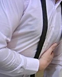 solo con corbata y camisa,mojado y orinado photo