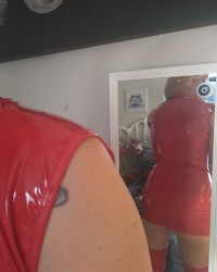 Sexy Little PVC Leather Red  Dress photo