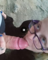 Eye contact blowjob with cum in moith photo