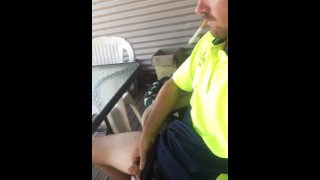 Aussie Tradie Soft Piss On Smoke Break