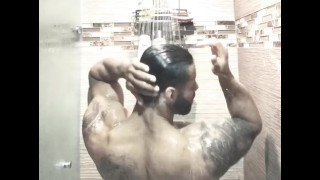 Heat the latin sensation male stripper taking a shower @heat718