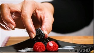 CFNM Handjob + cum on candy berries! (Cum on food 3)