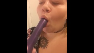 MILF SOLO Gagging on dildo