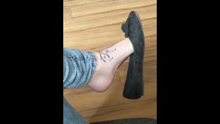 Pixie Nixx Flashes her Soles/ Dangles her Flats in a Public Waiting Room!