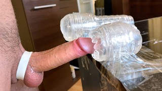 Amateur Guy gémissant en baisant Des Fleshlights - Énorme charge de sperme 4K