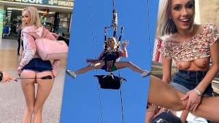 Blonde Sky Pierce Le Sexe En Public Après Avoir Montré La Chatte À La Foule POV