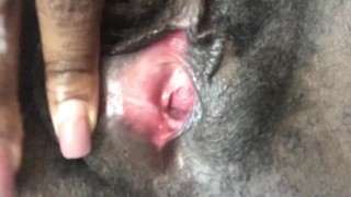 Hairy Ebony Pussy Fingered and Fucked