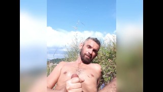 OUTDOOR JERKING OFF,  CUMSHOT & PISS