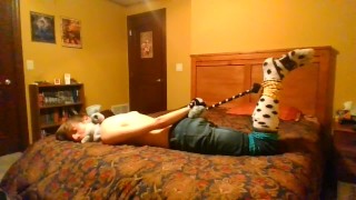 Teen Hogties Himself Fuzzy Socks SELFBONDAGE (full process)