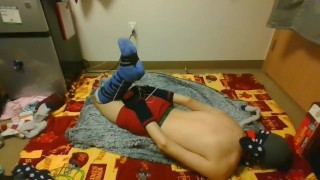 Hogtied Slouch Socks Taped Ziptied Struggling for Release