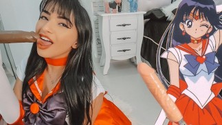 ASMR - pipe Sailor Mars faisant jouir deux mecs dans ma bouche - Creampie Cosplay Girl