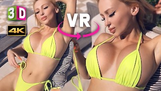 GROS FAUX SEINS EN VR 3D 4K À LA PISCINE - RÉALITÉ VIRTUELLE BIMBO MICRO BIKINI BAISE 360/180