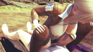 Angriff auf Titanen Hentai - Annie Titjob und mit Sperma im Inneren gefickt