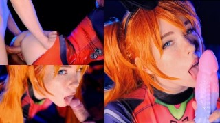 Hot salope Asuka Langley. Pipe Baveuse et creampie chatte - MollyRedWolf