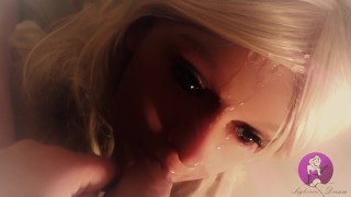 Hot Blonde Real Doll gets fantastic Facial (4K)