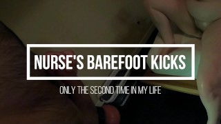 Barefoot Ball Kicks - Patient on his knees - Nurse Myste - Ballbusting CBT Femdom