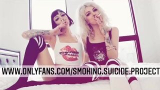 Smoking suicide Project, smoke fetish FREE PAGE , smoking sexy on a bed knee socks & Smokey kiss