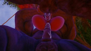 Furry met enorme lullen gaf mijn vrouw dubbele penetratie