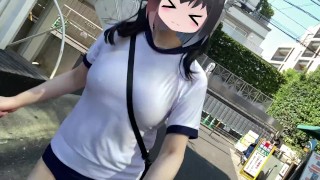 【Ｉカップ変態巨乳女子大生とうふ】ノーブラランニング巨乳体操着とブルマでおもちゃ装着💖して原宿の人混みを疾走してみたら、人が多すぎてまさかの結末に…