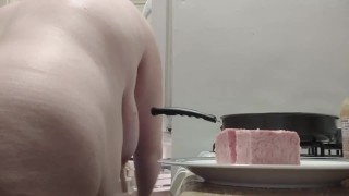 Dumb Slut makes herself food after her special Task