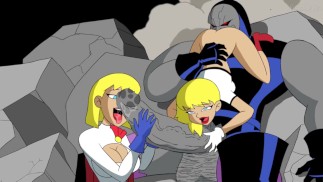 Enfoncer durement 2 super-héros blondes (supergirl et powergirl)