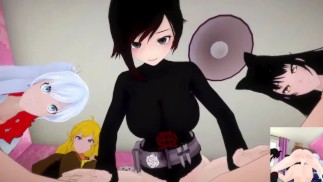 RWBY - Futa Ruby, Futa Yang, Futa Weiss, Futa Blake extreme ass fuck | Male Taker POV