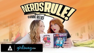 GIRLSWAY - Geeks universitários Lacy Lennon e Lily Larimar são ligados depois de ler quadrinhos da Hentai