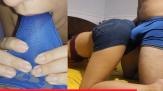 Jeans short sec bosse, broyage cul, lap dance cum, avec titjob et pipe