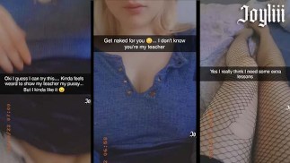 Estudante sacanagem! Sexting meu professor e cum para ele no Snapchat (@real.joyliii add me)
