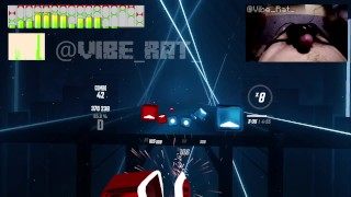 Video1 - Hards Free Ejaculation Playing BeatSaber with Twincharger Vibrator (bass nipple)