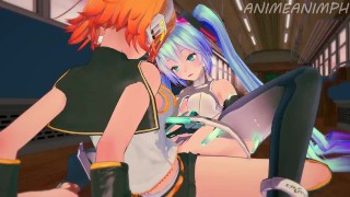 Hatsune Miku et Kagamine Rin de Project Sekai Colorful Stage sont Lesbiennes - Anime Hentai 3d