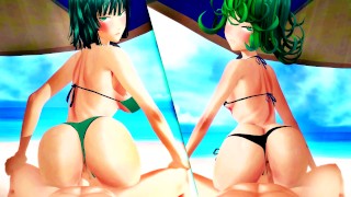 One Punch Man Tatsumaki et Fubuki Chevauchent Toutes les Deux avec Gros Cul Jusqu'à Ejac - Animation