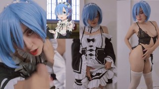Follando a mi hermanastra otaku colegiala con cosplay de Rem de re:zero