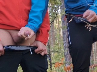 Helped Masturbate a Straight Guy with Big Cock to CUM Outdoors