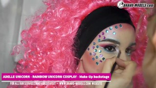 maquillage de licorne Adelle dans les coulisses de la séance photo