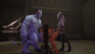 Elfe rousse a du sexe à trois BSDM dans un donjon | Parodie Warcraft