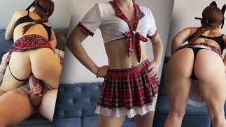 MyRedFoxGirl serve seu pai Sugar em uma roupa de colegial