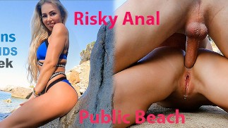 Hot Couple ayant des relations sexuelles risquées sur une plage publique, ass baise creampie sujette Bone JessiJek