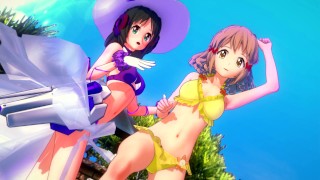 MIKU EN HIBIKI VAN SYMPHOGEAR HEBBEN LESBISCHE SEKS 😳 HENTAI ONGECENSUREERD