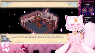 Neko Vtuber joue horny Pixel Game Cloud Meadow et cocu les téléspectateurs tout en cumming