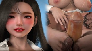 😍Kポップな女性従業員のストッキング足コキ!(セクシービッチkpop Girl💚💚💚)(POV)
