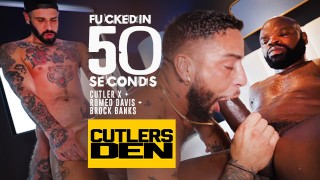 Baisée en 50 secondes avec Cutler et Romeo se relaient dans Brock Banks pour la Den