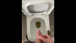 POV Un britannique pisse dans les toilettes