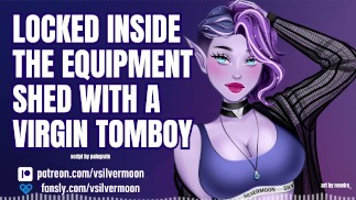 Opgesloten in de apparatuurschuur met een Virgin bi-Curious tomboy [audioporno] [ASMR-rollenspel]
