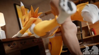 Renamon masterisé jambe debout en levrette animation