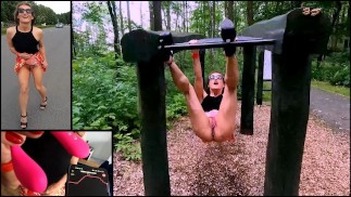 Orgasmes risqués avec un vibromasseur télécommandé dans un parc public