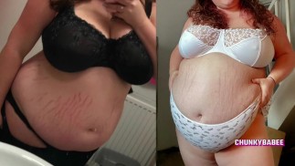 ¡Mira gordo! Feedee BBW relleno y jugar con el vientre