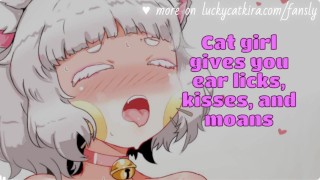Asmr erótico Cat chica te da Kisses, lame los oídos y gemidos