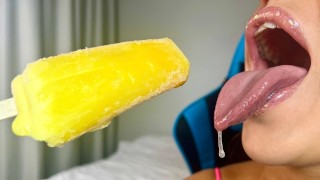 Sons de bouche ASMR, incroyable léchage de glace et bave de la bouche