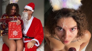 Le meilleur cadeau pour la nouvelle année est le sexe avec le Père Noël et un soin du visage magique